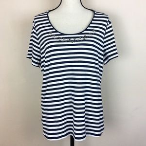 NWT Antea Stripe Rhinestone Relax Fit Shirt